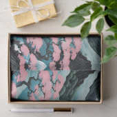 サンムーンウェーブフローラマウンテンピンクセージティール(緑がかった色) 薄葉紙 (ギフト)