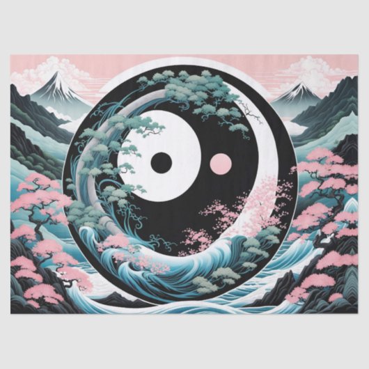 サンムーンウェーブフローラマウンテンピンクセージティール(緑がかった色) 薄葉紙 (正面)