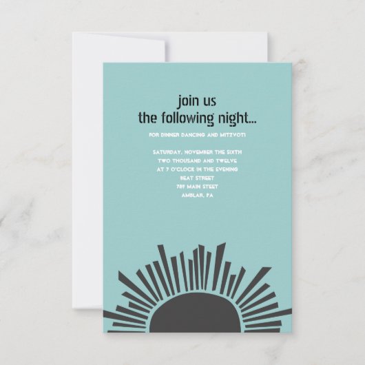 サンムーンウォーターバーバルミツワースモールパーティー 招待状 (正面)