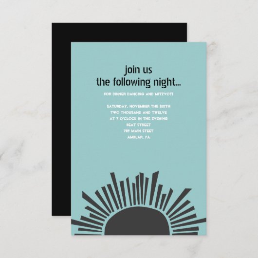 サンムーンウォーターバーバルミツワースモールパーティー 招待状 (正面/裏面)