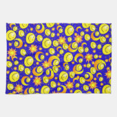 サンムーンオレンジイエロースターキッチンハンドタオル キッチンタオル (横)