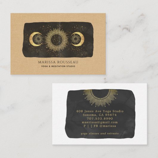 サンムーンスターズ金ゴールドカラメルヨガスタジオ 名刺 (正面/裏面)