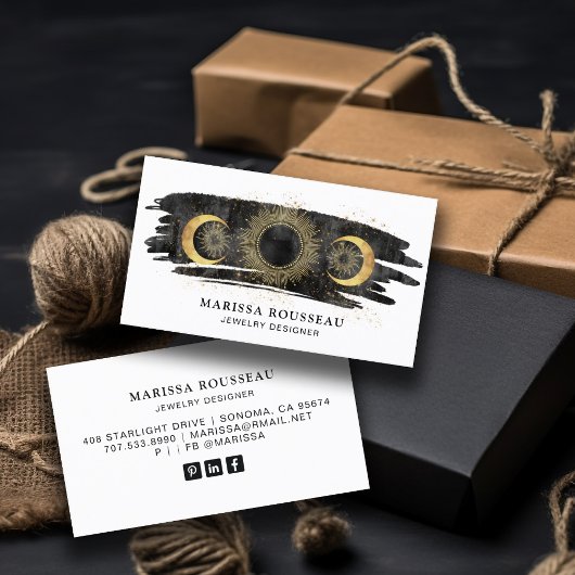 サンムーンスターズ金ゴールド白黒ジュエリーデザイナー 名刺