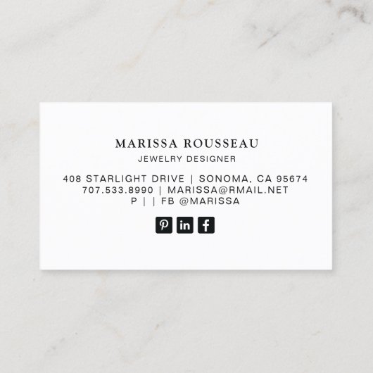 サンムーンスターズ金ゴールド白黒ジュエリーデザイナー 名刺 (裏面)