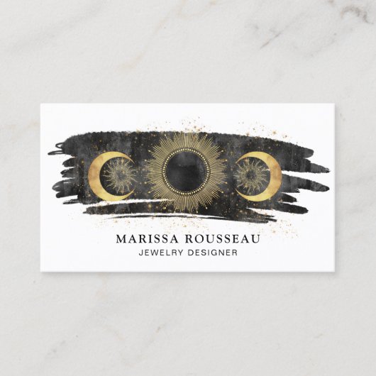 サンムーンスターズ金ゴールド白黒ジュエリーデザイナー 名刺 (正面)