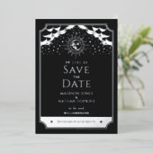 サンムーンタロット結婚ズシルバーブラックSave the Date 箔招待状 (立ち正面)