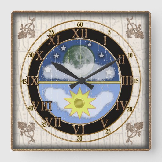 サンムーンダイヤル スクエア壁時計 (正面)