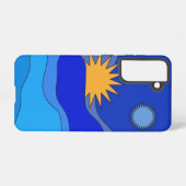 サンムーンヒルズ抽象芸術風景青 SAMSUNG GALAXYケース (裏面横)