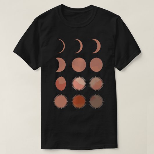 サンムーンフェイズ抽象芸術ボヘミアンプルオーバー Tシャツ (デザイン正面)