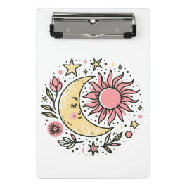 サンムーンフローラピンクイエロー〔占星術の〕十二宮図 占星術の ミニクリップボード