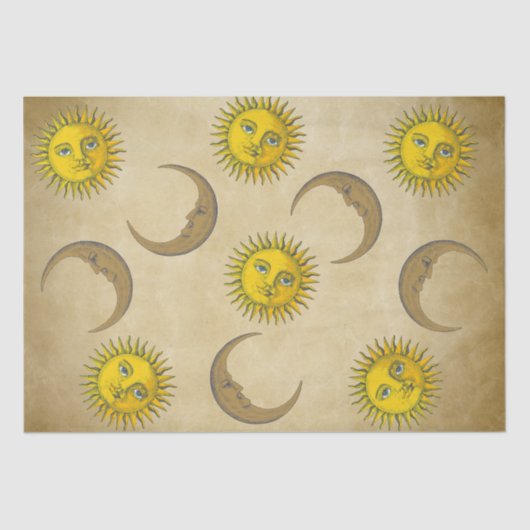 サンムーンヴィンテージアートハンド絵を描イラストレーション 薄葉紙 (正面)