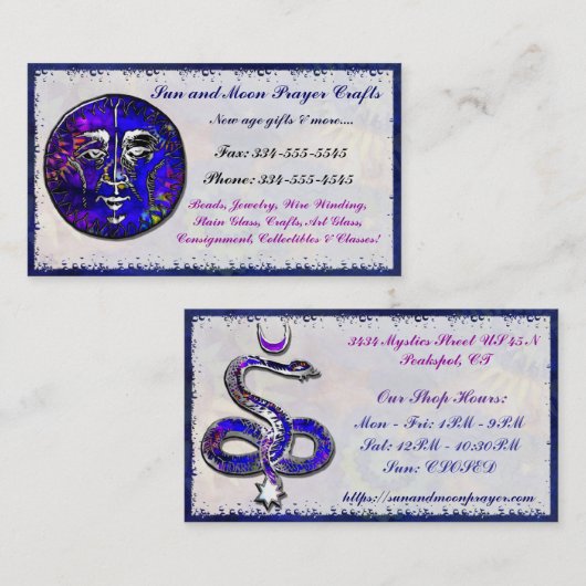 サンムーン祈りの言葉ニューエイジ形而上学的ショップ取引 名刺 (正面/裏面)