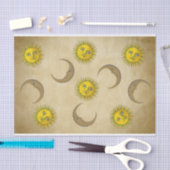 サンムーン顔ヴィンテージアートハンドスケッチ 薄葉紙 (クラフト)