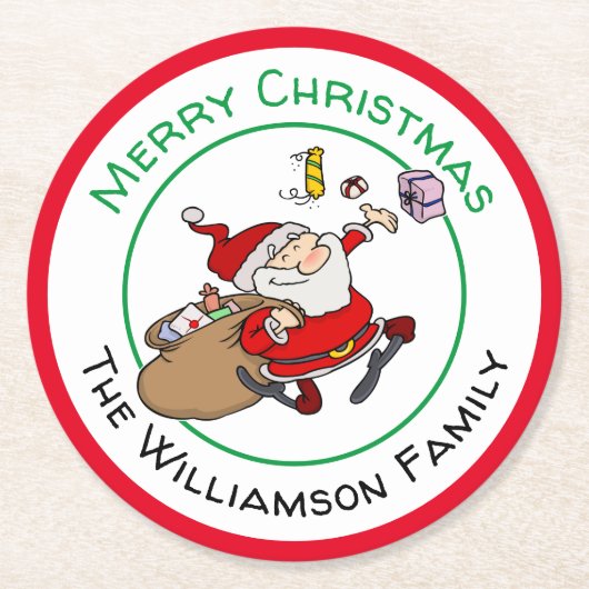 サンメリータが笑顔でクリスマスプレゼント ラウンドペーパーコースター (正面)