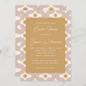 サンモダンムーンラインテラコッタ金ゴールドブライダルシャワー 招待状 (正面/裏面)