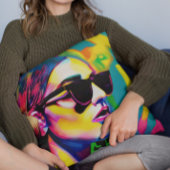 サンユニークガカラフルスアートの女性 クッション