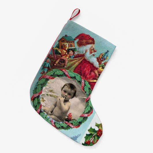 サンユーモアのあるタおもしろいクリスマスクラウン写真テンプレート スモールクリスマスストッキング (正面 (吊り時))