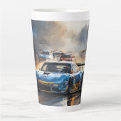 サンライジングとブルーレースカー カフェラテマグ (正面)