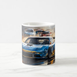サンライジングとブルーレースカー コーヒーマグカップ