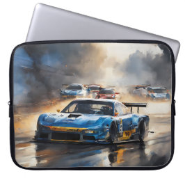 サンライジングとブルーレースカー ラップトップスリーブ