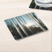 サンライズから氷柱の冬の自然写真 スクエアペーパーコースター (アングル)