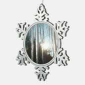 サンライズから氷柱の冬の自然写真 スノーフレークピューターオーナメント (右)