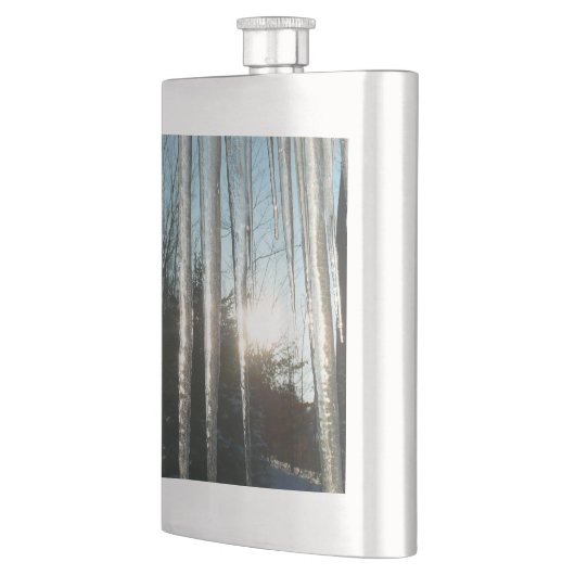 サンライズから氷柱の冬の自然写真 フラスク (左)