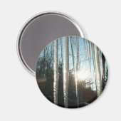 サンライズから氷柱の冬の自然写真 マグネット (正面/裏面)