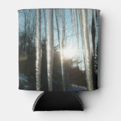 サンライズから氷柱の冬の自然写真 缶クーラー (正面)