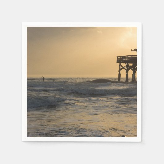 サンライズとパドルボーディング スタンダードカクテルナプキン (正面)