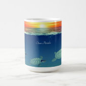 サンライズと海が美しい朝の海亀と書道 コーヒーマグカップ (中央)
