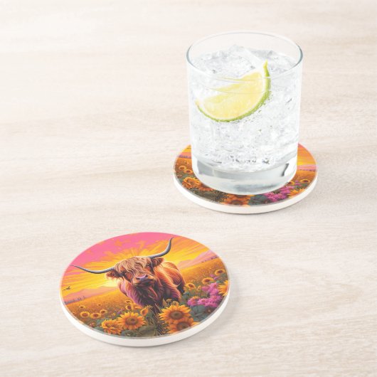 サンライズのひまわりハイランドカウイ コースター (側面)