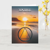 サンライズのビーチでのTHINK AAスローガン カード (黄色い花)