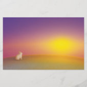 サンライズの草深い丘にかわいい白いバニーラビット (裏面)