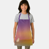 サンライズの草深い丘にかわいい白いバニーラビット エプロン (インサイチュ)