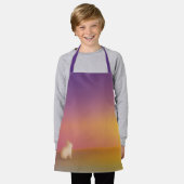 サンライズの草深い丘にかわいい白いバニーラビット エプロン (着用した状態)