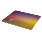 サンライズの草深い丘にかわいい白いバニーラビット カッティングボード (角)