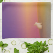 サンライズの草深い丘にかわいい白いバニーラビット キッチンタオル (折り畳み)