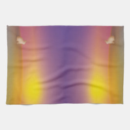 サンライズの草深い丘にかわいい白いバニーラビット キッチンタオル