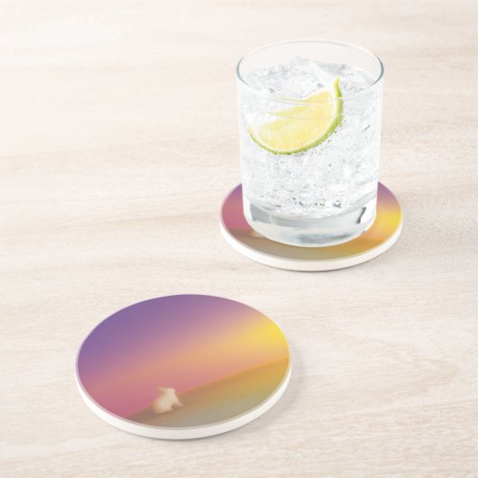 サンライズの草深い丘にかわいい白いバニーラビット コースター (側面)