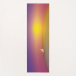 サンライズの草深い丘にかわいい白いバニーラビット ヨガマット