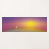 サンライズの草深い丘にかわいい白いバニーラビット ヨガマット (正面(横))