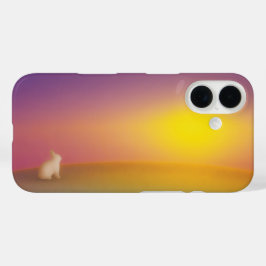 サンライズの草深い丘にかわいい白いバニーラビット iPhone 16ケース
