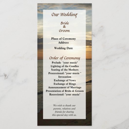 サンライズアットノーフォークVA結婚式 プログラム (正面)