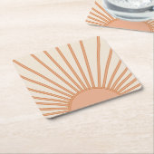 サンライズアーストーンズテラコッタレトロサンシャイン スクエアペーパーコースター (アングル)