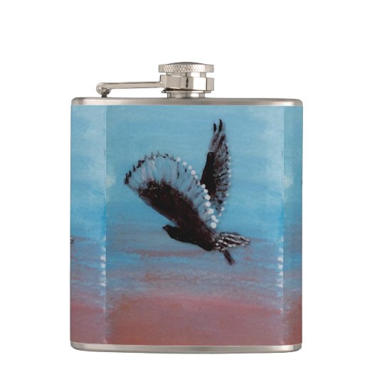 サンライズアートタウニーフクロウ飛行中の鳥 フラスク (正面)