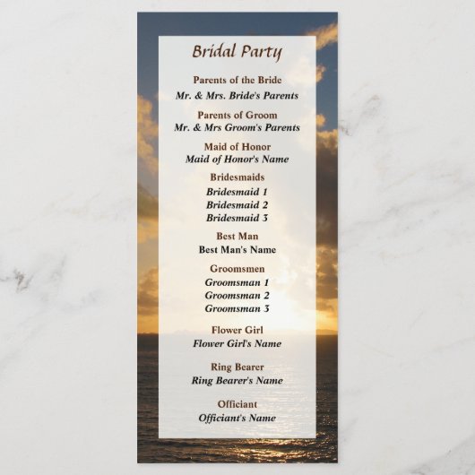 サンライズウィズクラウドサンマルティン結婚式 プログラム (裏面)