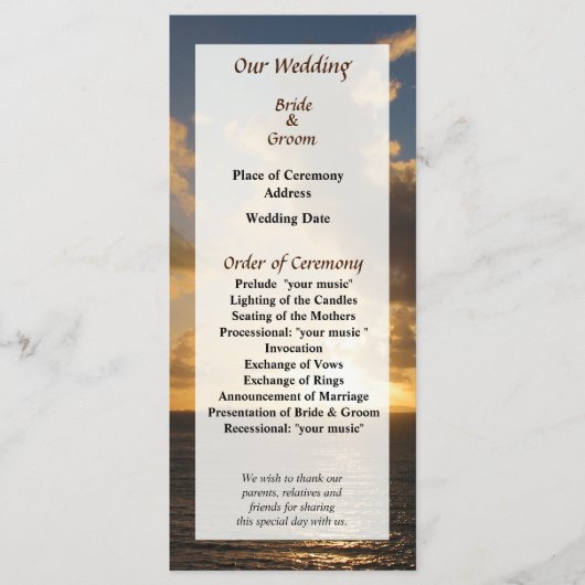 サンライズウィズクラウドサンマルティン結婚式 プログラム (正面)