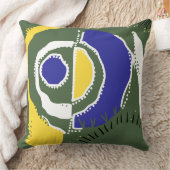 サンライズエスニックサークル – イエローグリーンホワイトブルー クッション (ブランケット)