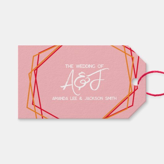 サンライズオレンジピンクブライトバラピンクレッド結婚ズ ギフトタグ (正面(横))